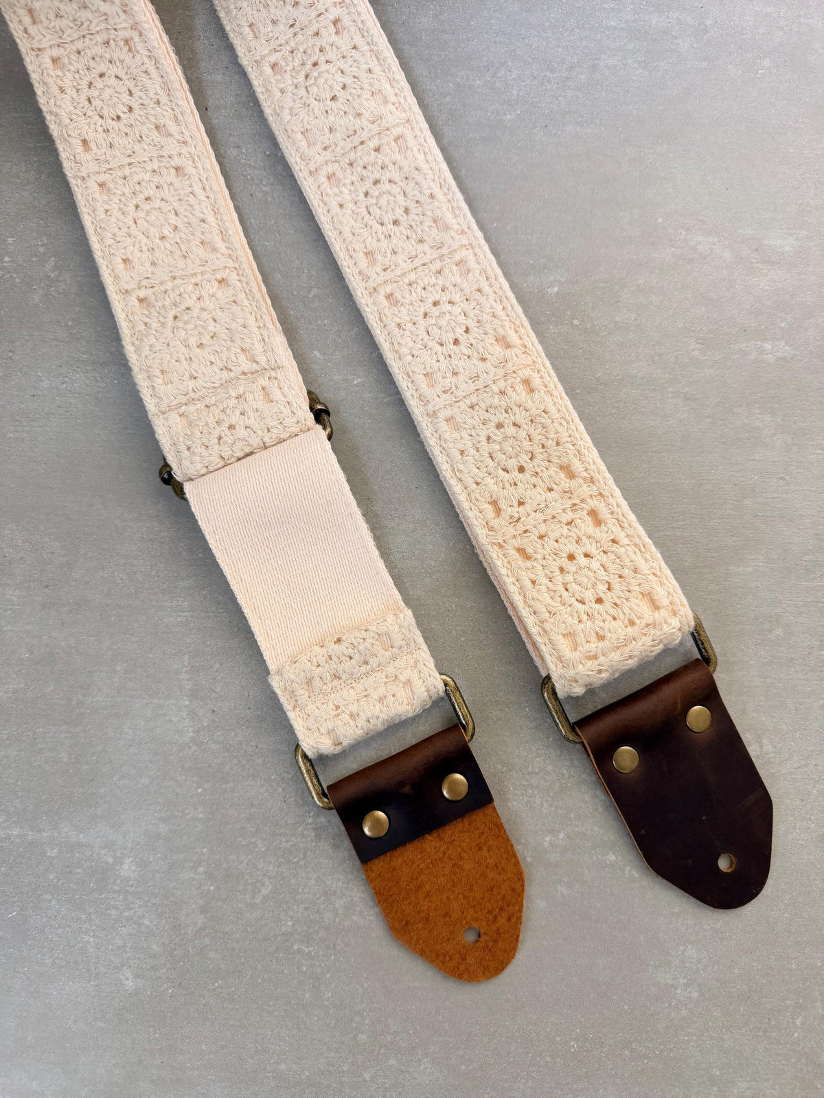 Ivory Crochet Woven Cotton Guitar Strap