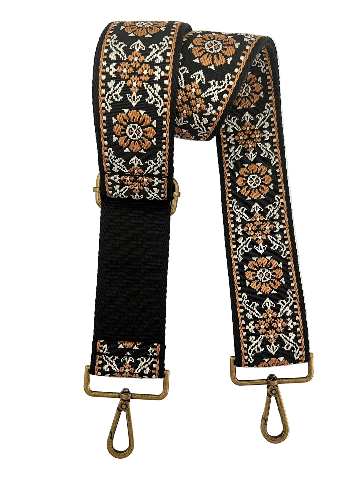 Brown & White Floral Bag Strap