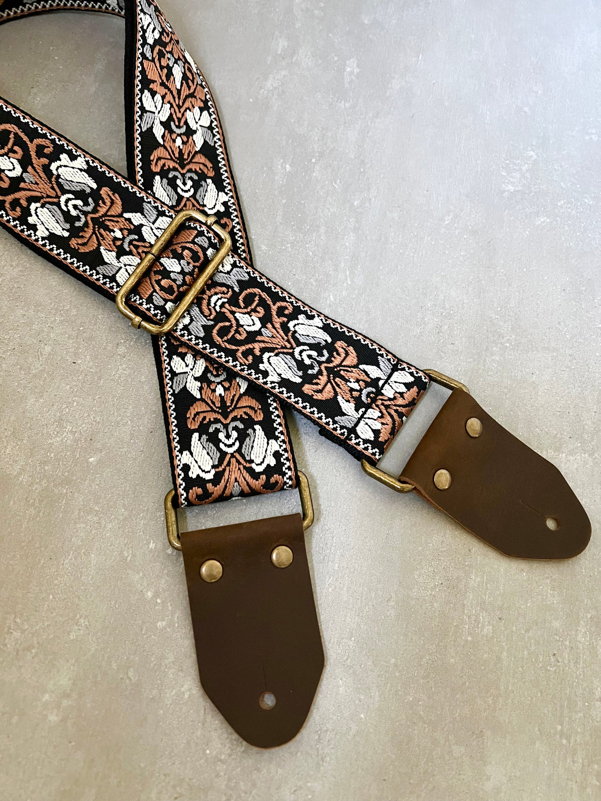 Brown Jacquard Guitar Strap