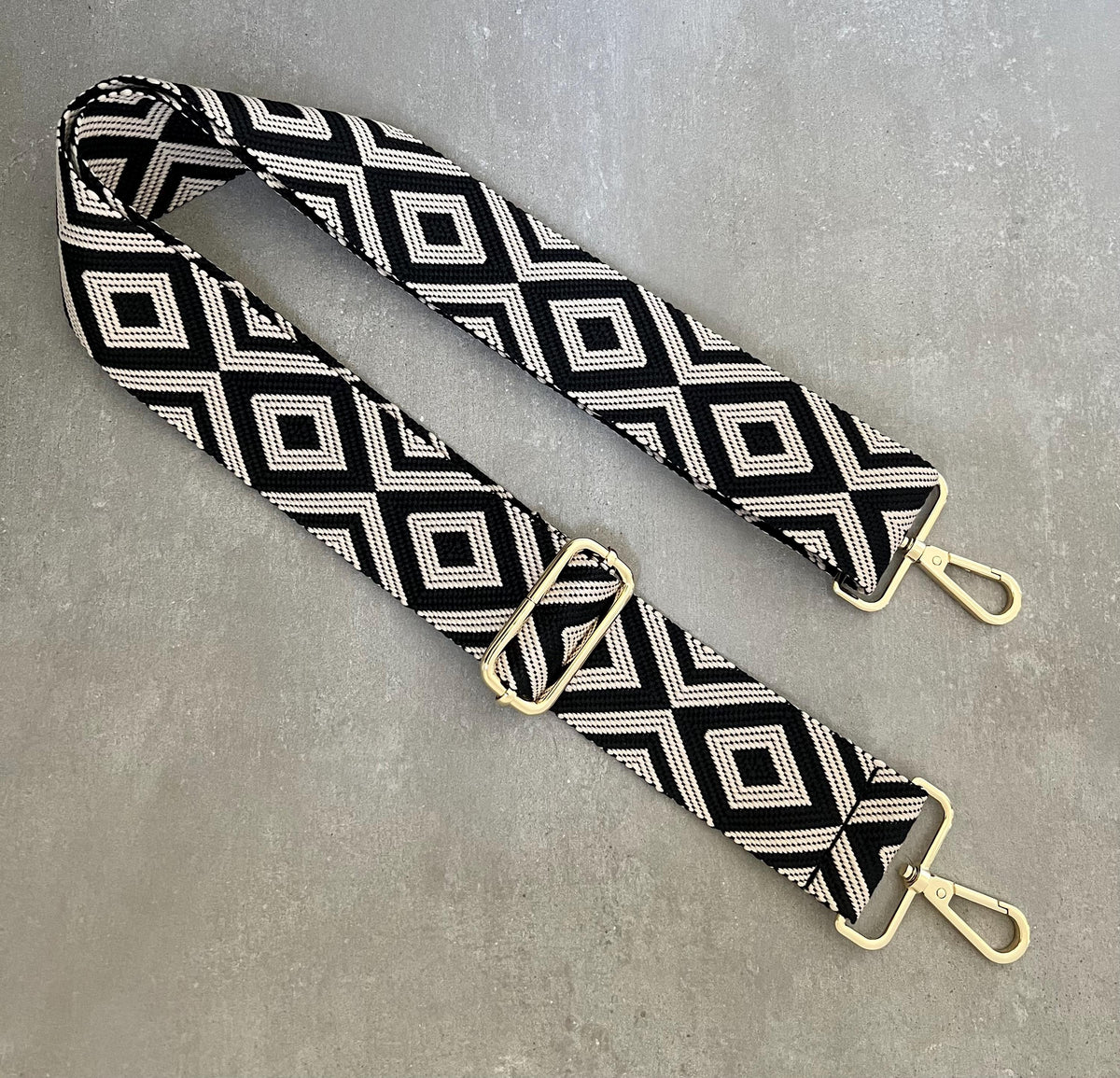 Black & Cream Diamond Bag Strap