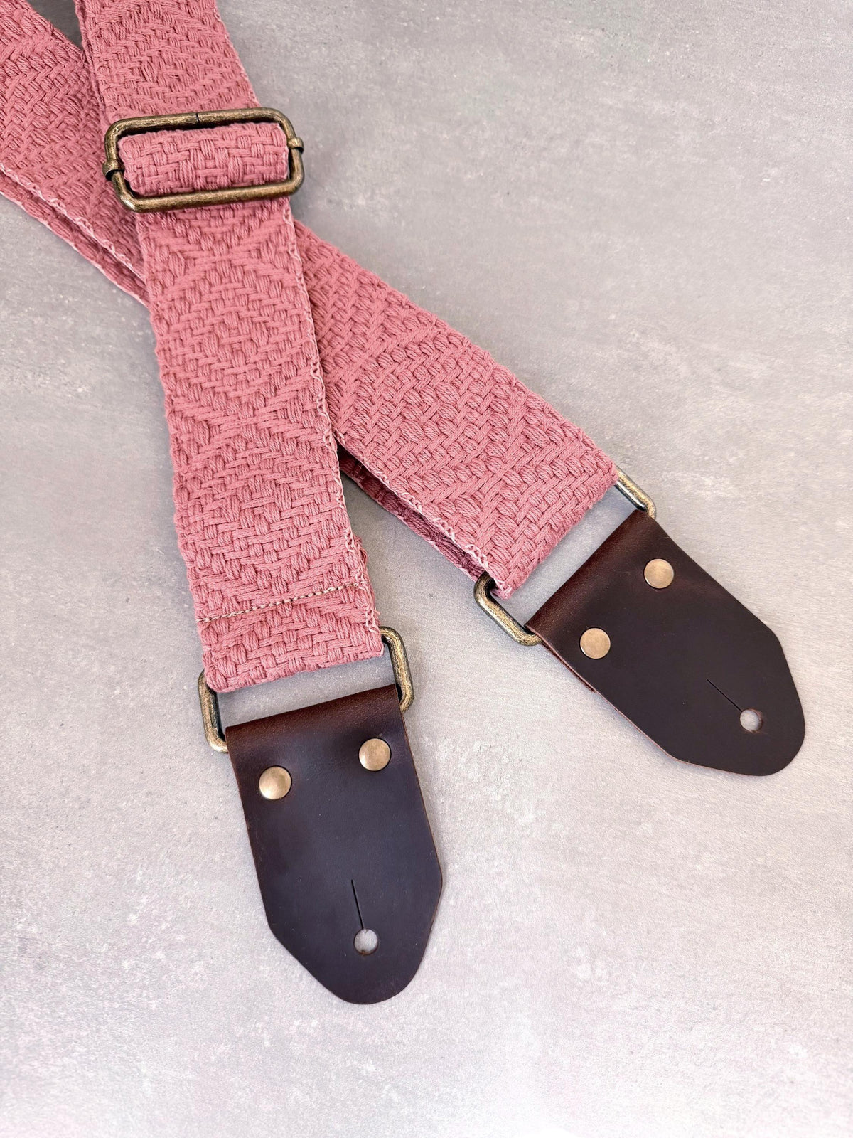 Blush Pink Woven Cotton Guitar Strap