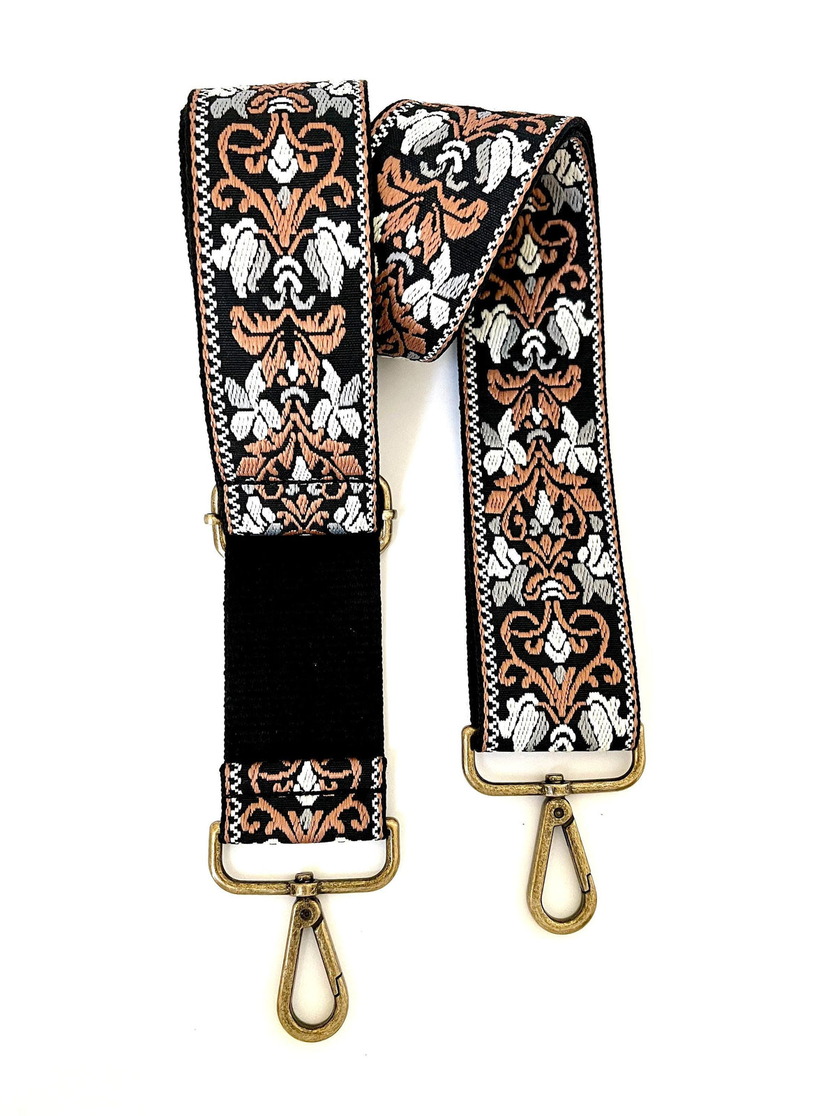 Brown & Silver Jacquard Bag Strap
