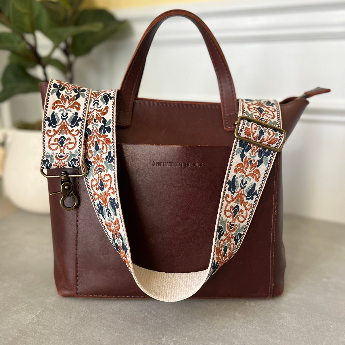 Beige & Blues Jacquard Bag Strap