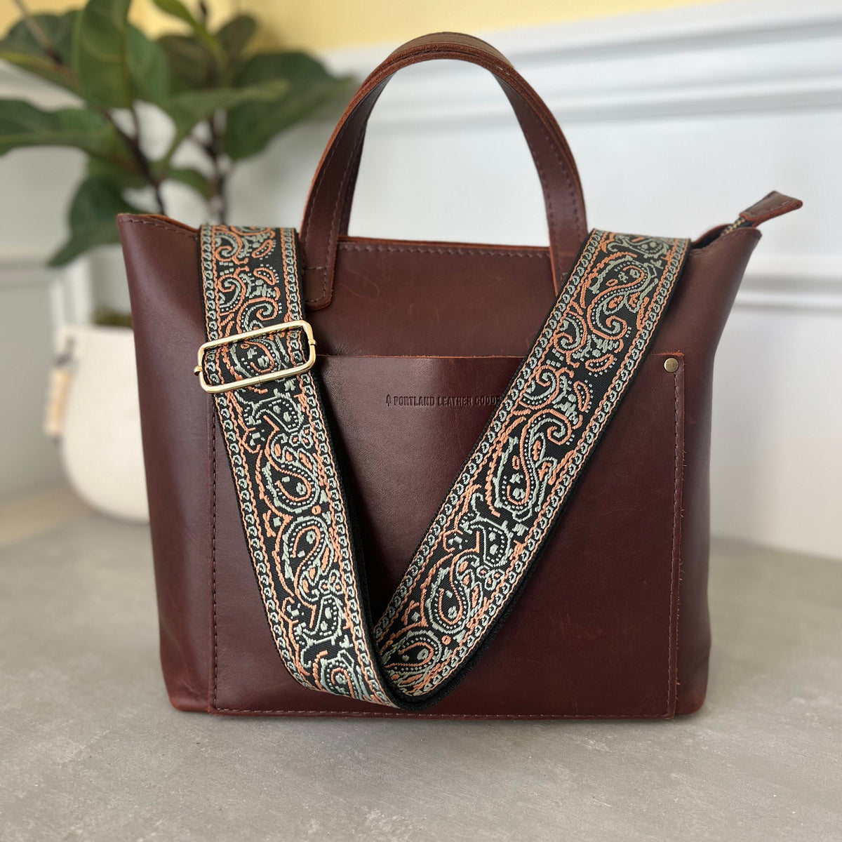 Mint Paisley Bag Strap