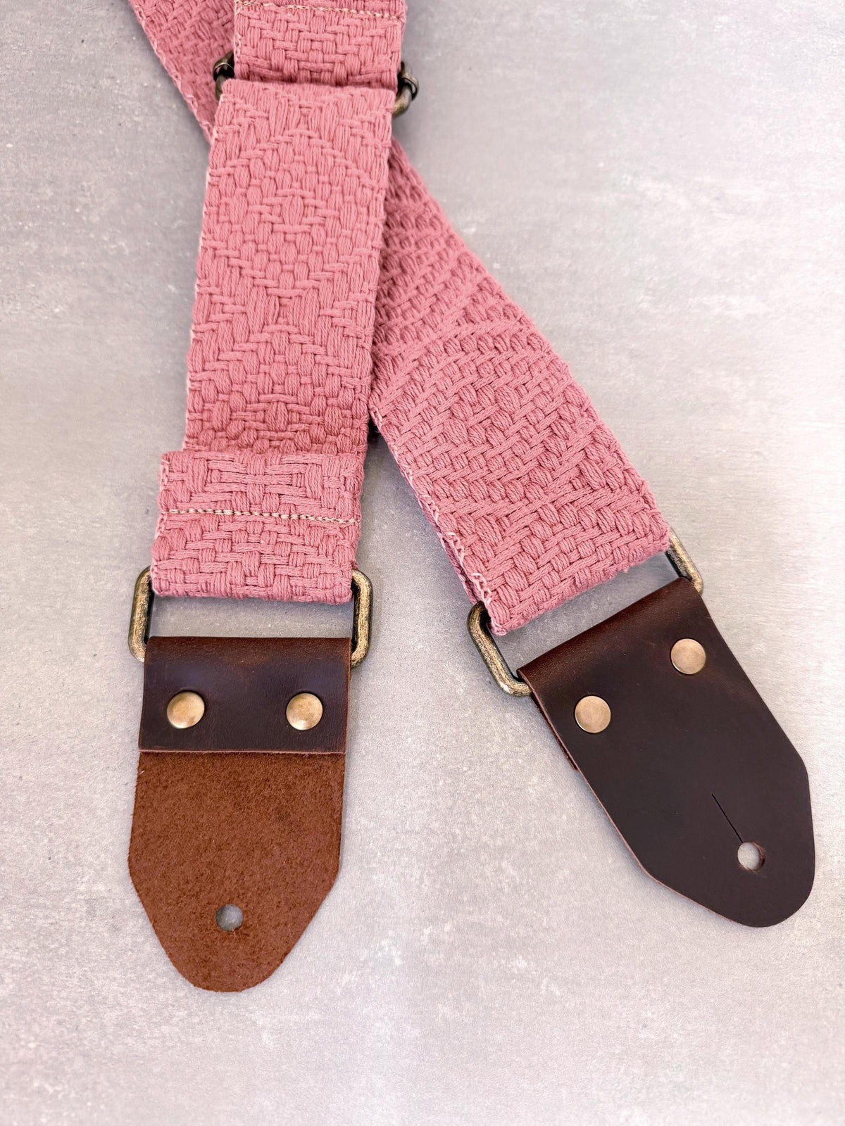 Blush Pink Woven Cotton Guitar Strap