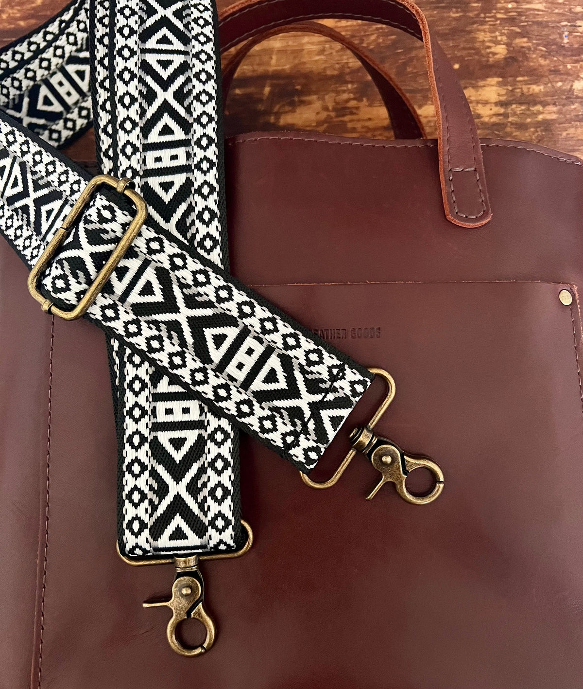 Black & White Jacquard Bag Strap