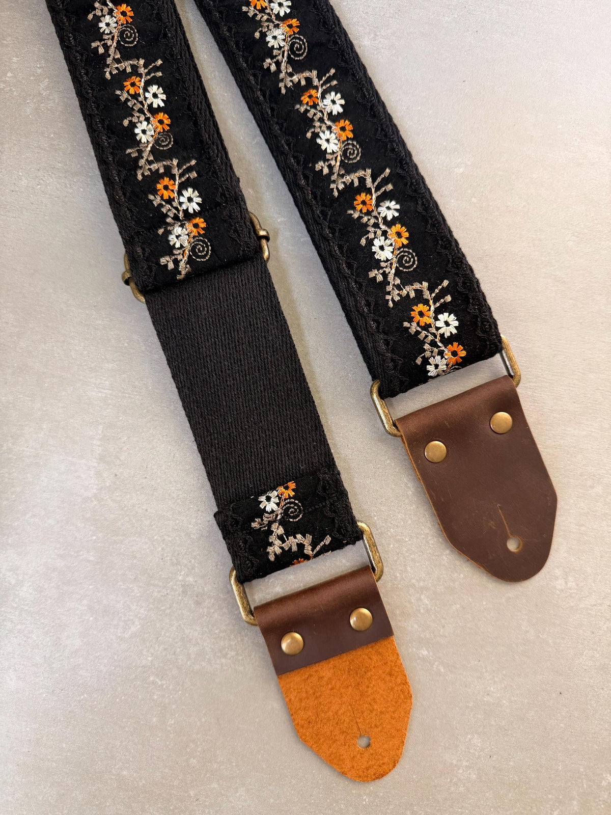 Black Velvet Floral Guitar Strap