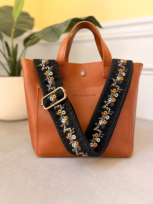 Dainty Floral Embroidered Bag Strap