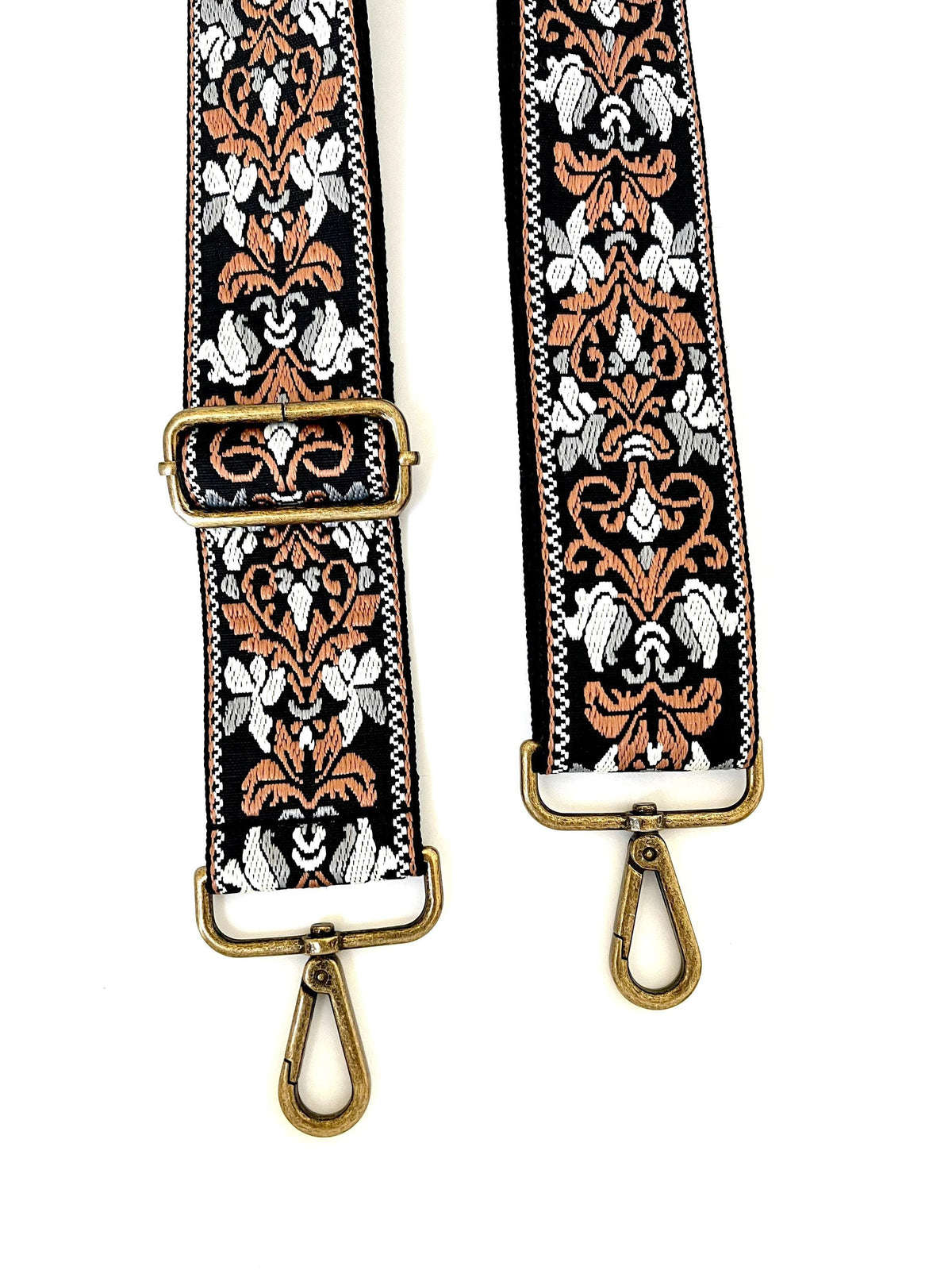 Brown & Silver Jacquard Bag Strap