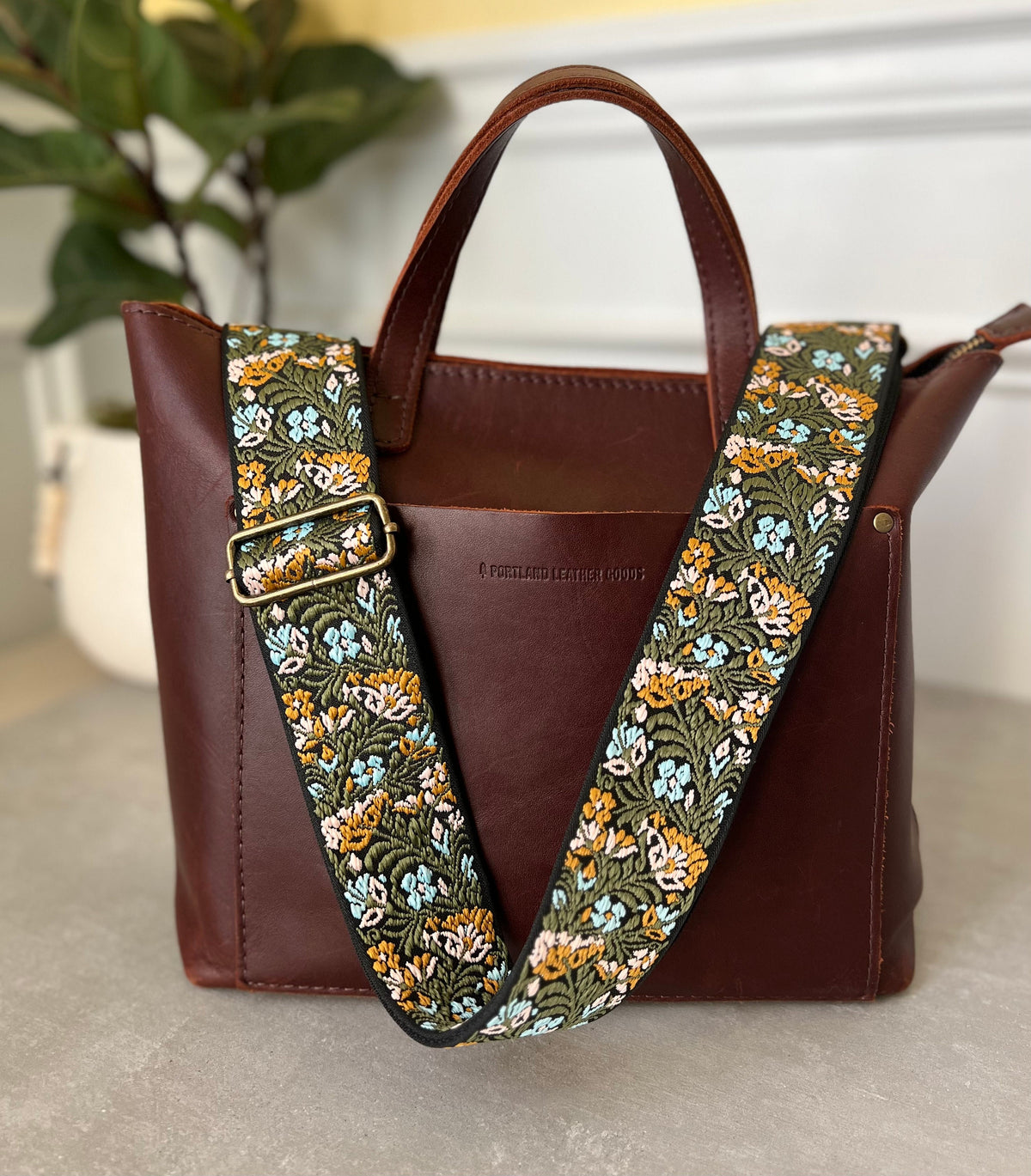 Green Botanical Bag Strap