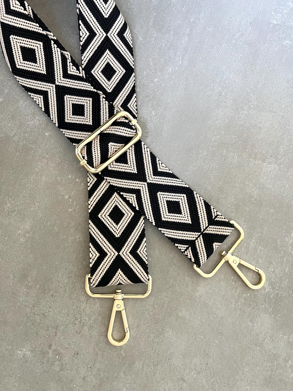 Black & Cream Diamond Bag Strap