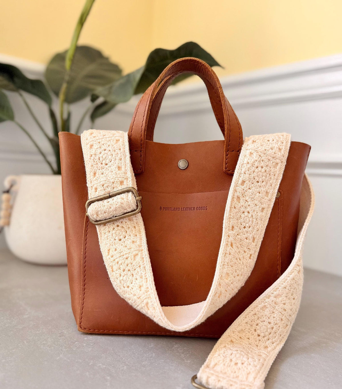 Ivory Crochet Cotton Bag Strap
