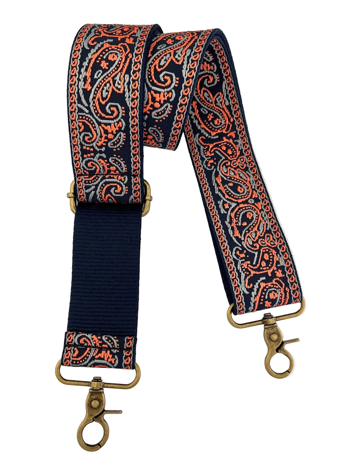 Navy & Coral Paisley Bag Strap