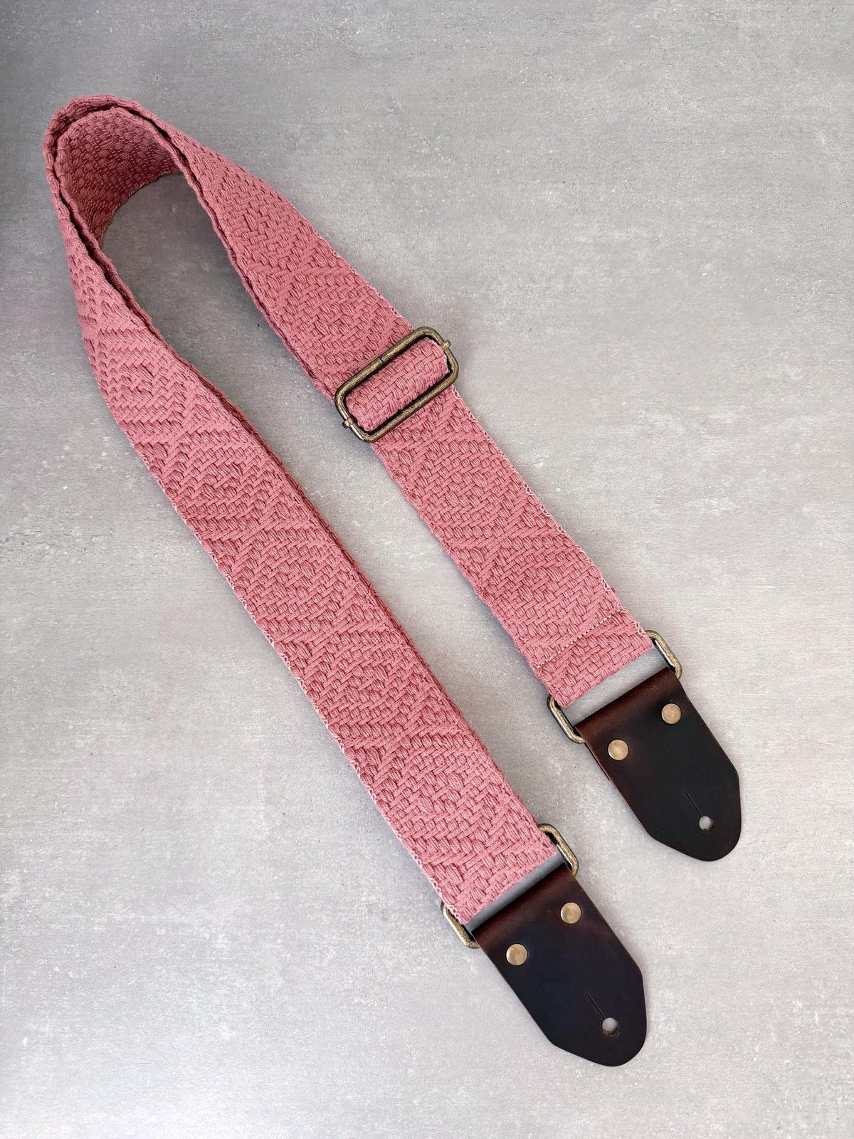 Blush Pink Woven Cotton Guitar Strap