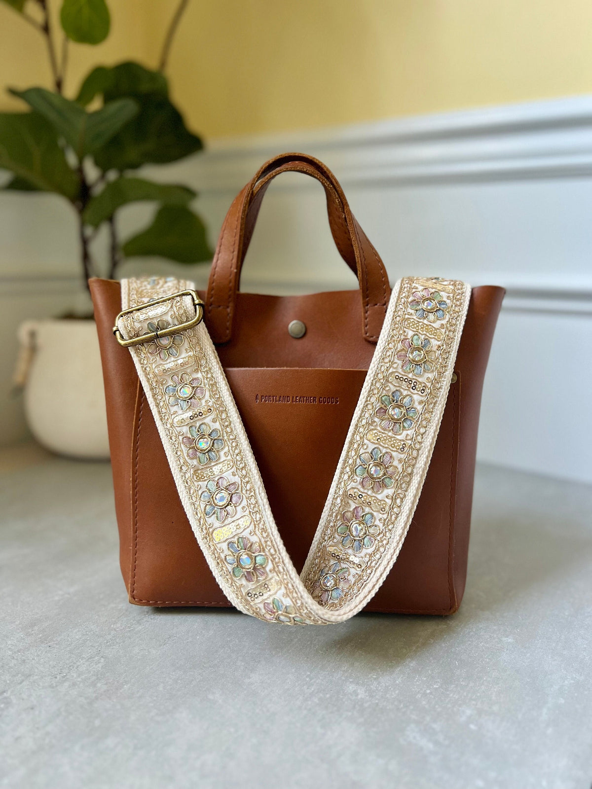 Iridescent Floral & Gold Sequin Bag Strap