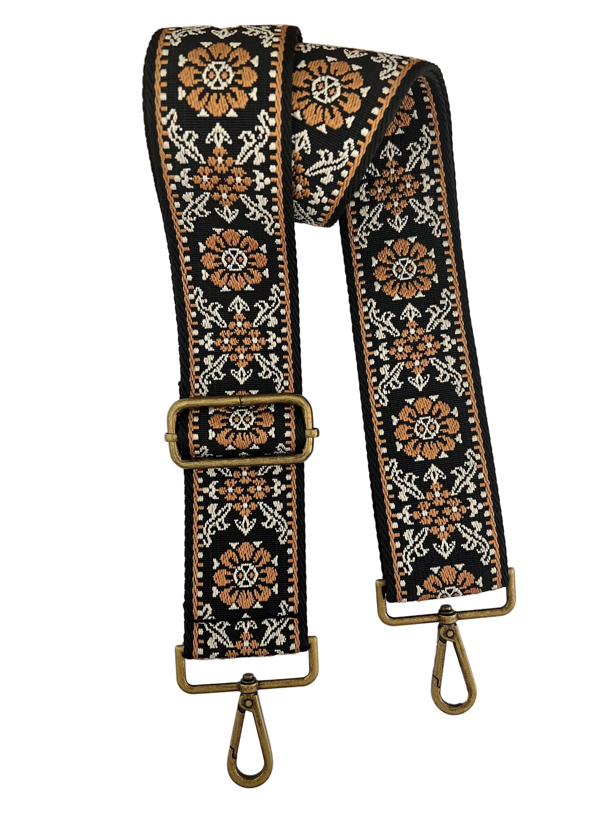 Brown & White Floral Bag Strap
