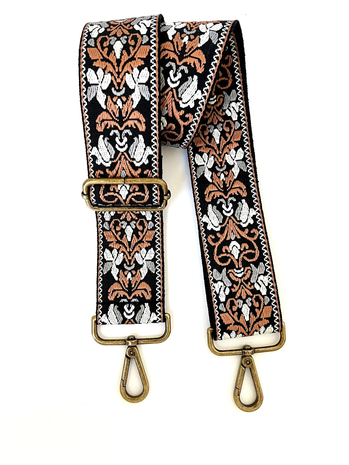 Brown & Silver Jacquard Bag Strap