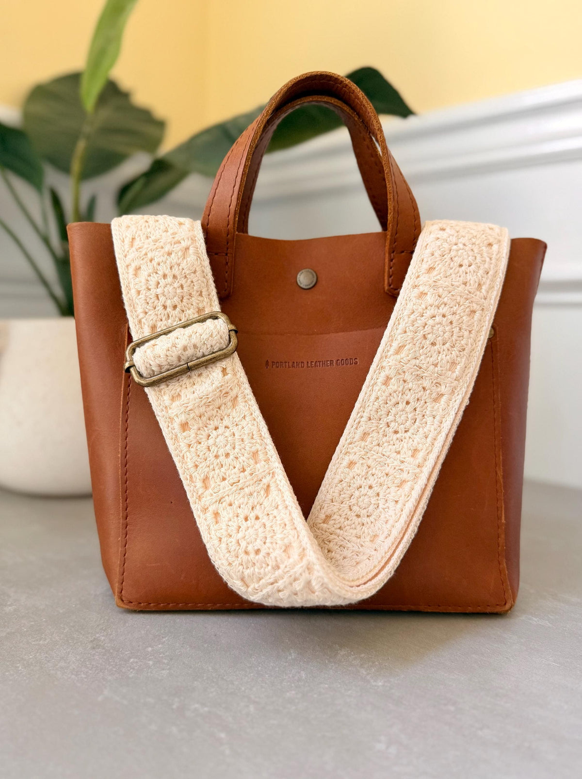 Ivory Crochet Cotton Bag Strap