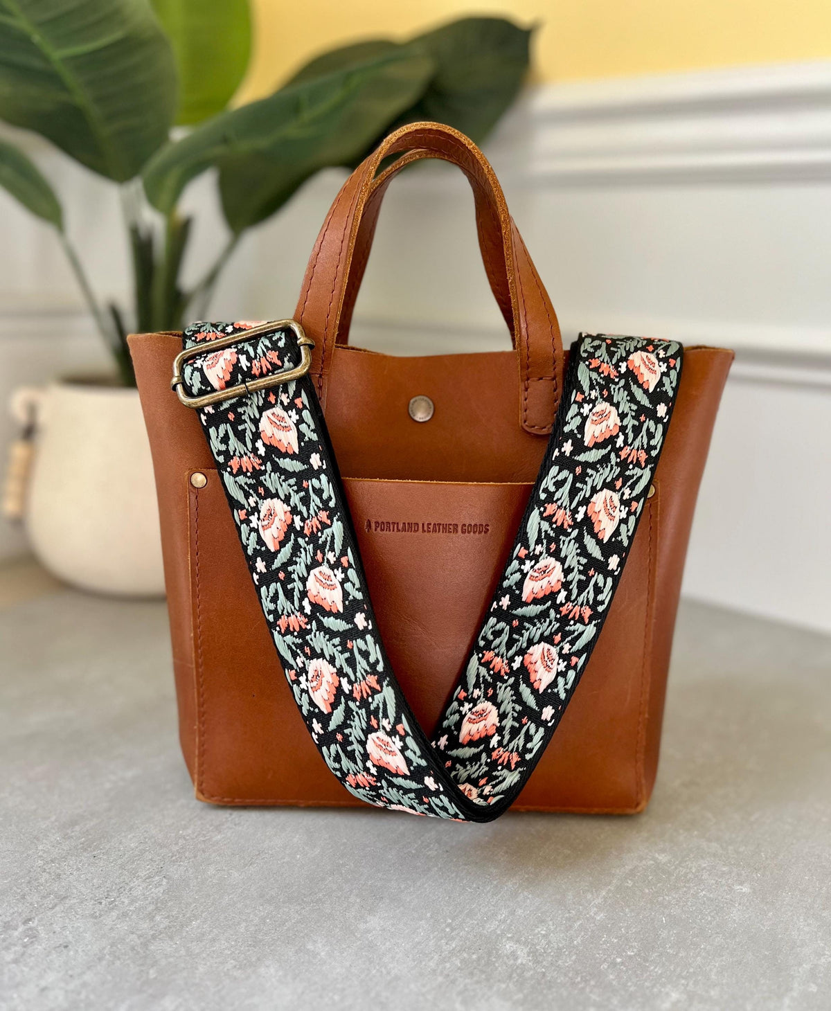 Peachy Pink Floral Bag Strap