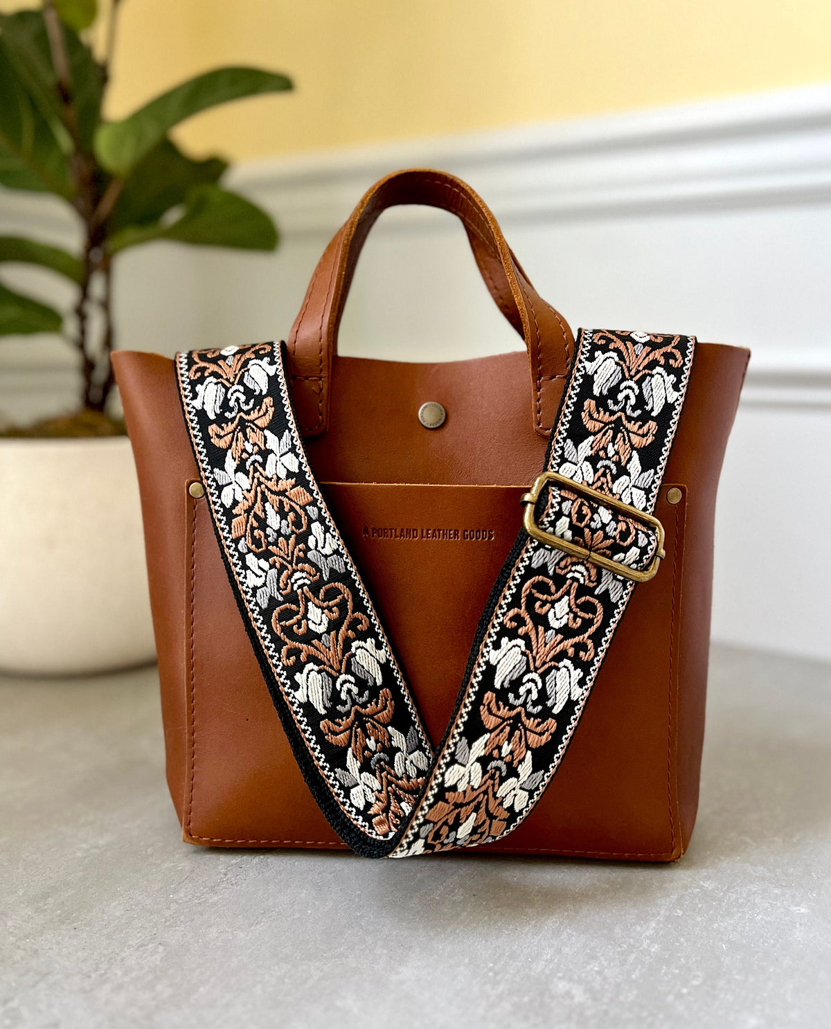 Brown & Silver Jacquard Bag Strap
