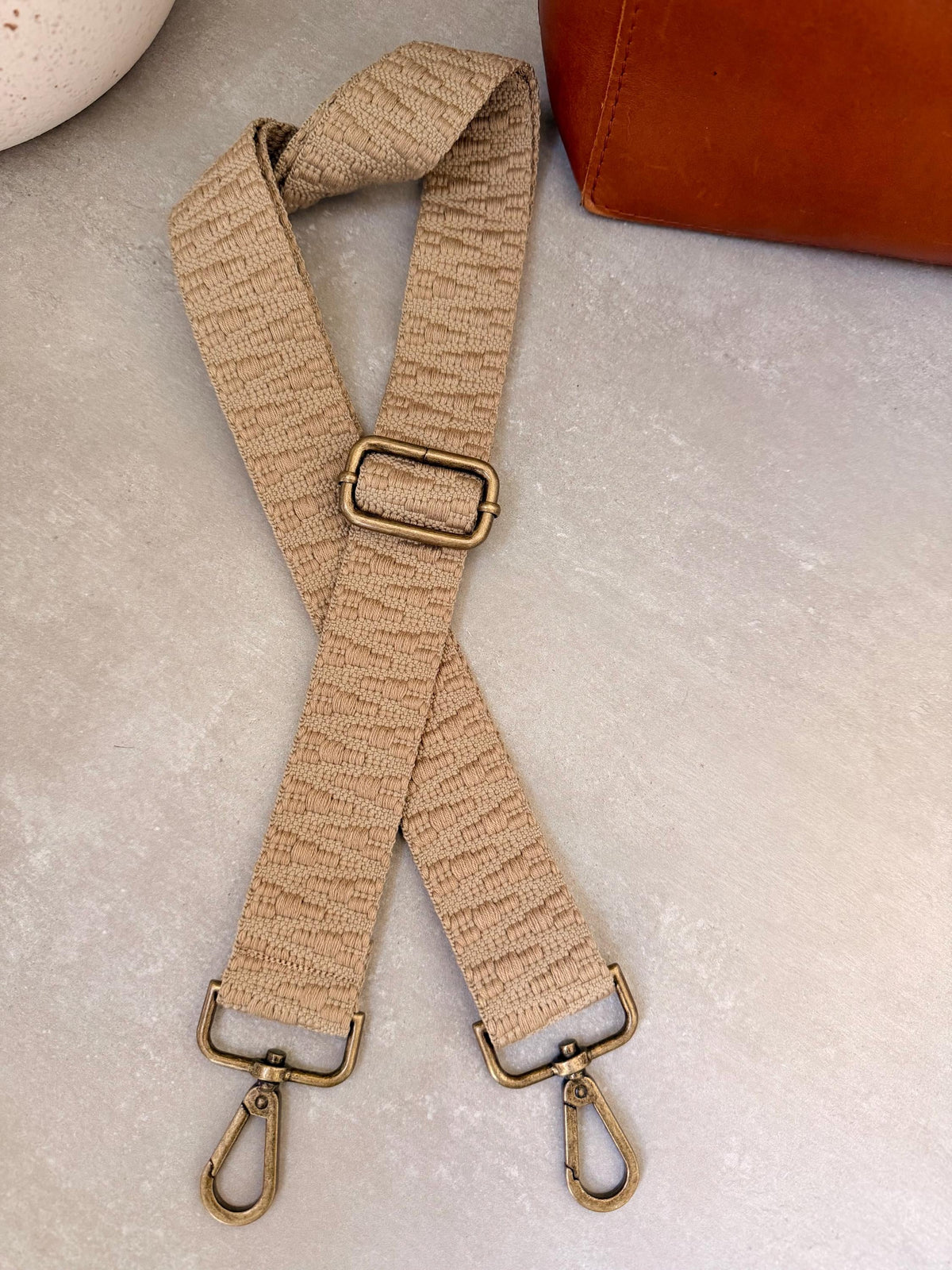 Khaki Woven Cotton Bag Strap