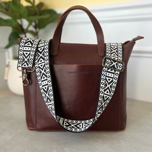 Black & White Jacquard Bag Strap
