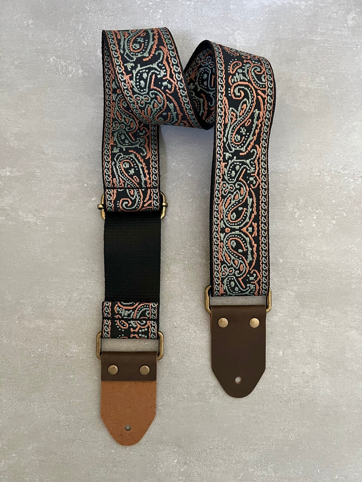 Paisley Guitar Strap made with Genuine Leather